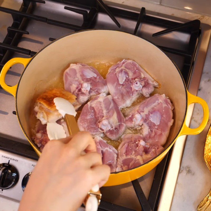 Step 3 Fry Adobo Chicken