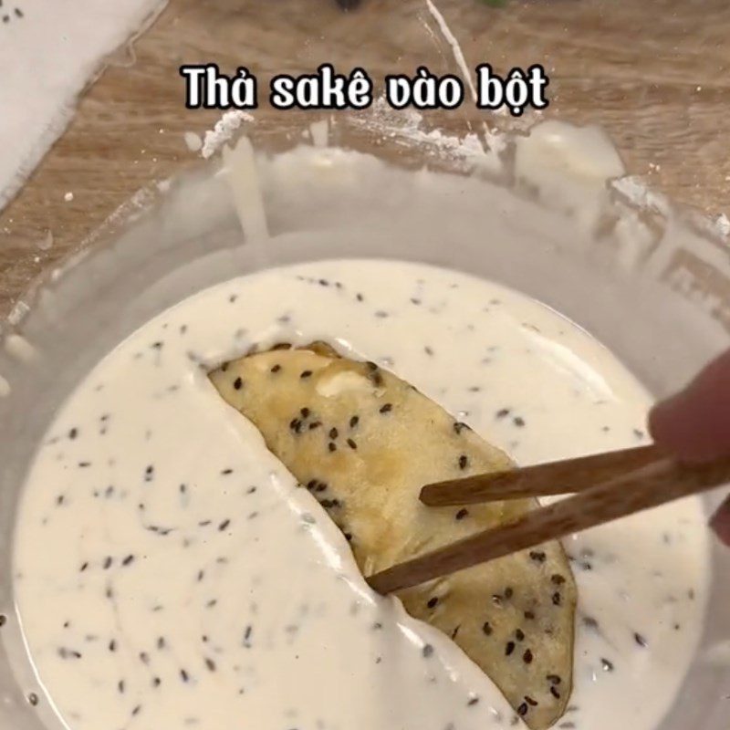 Step 3 Fry Sake Crispy fried Sake (Recipe from Tiktok channel Green Vegetarian Kitchen)