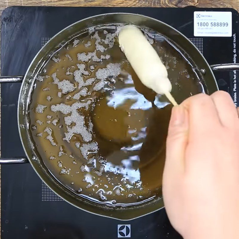 Step 3 Frying Sausages Cheese Roll Sausages