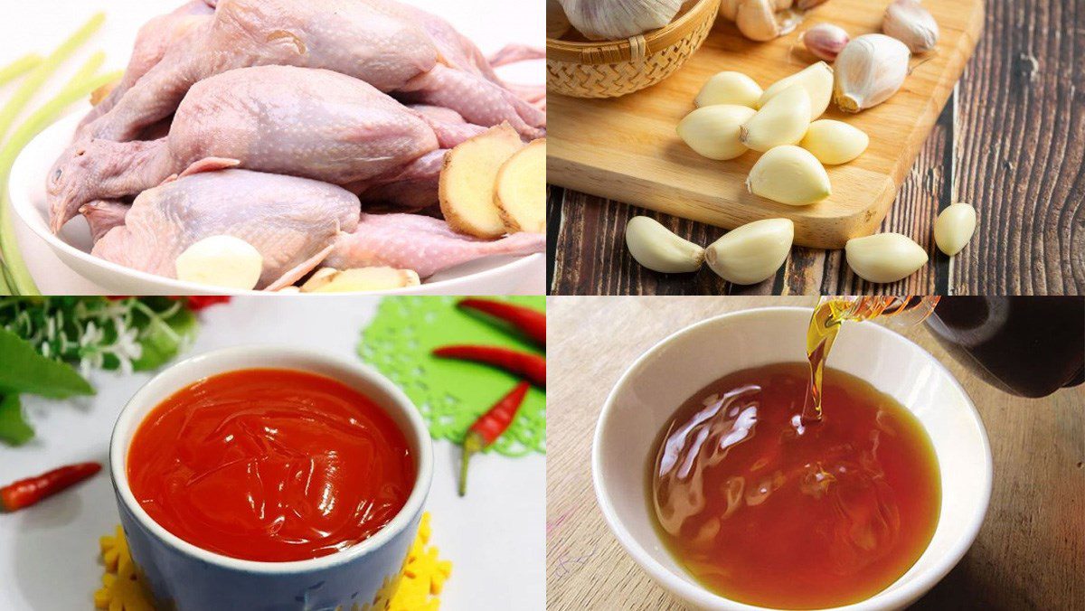 Ingredients for butter-fried quail with fish sauce