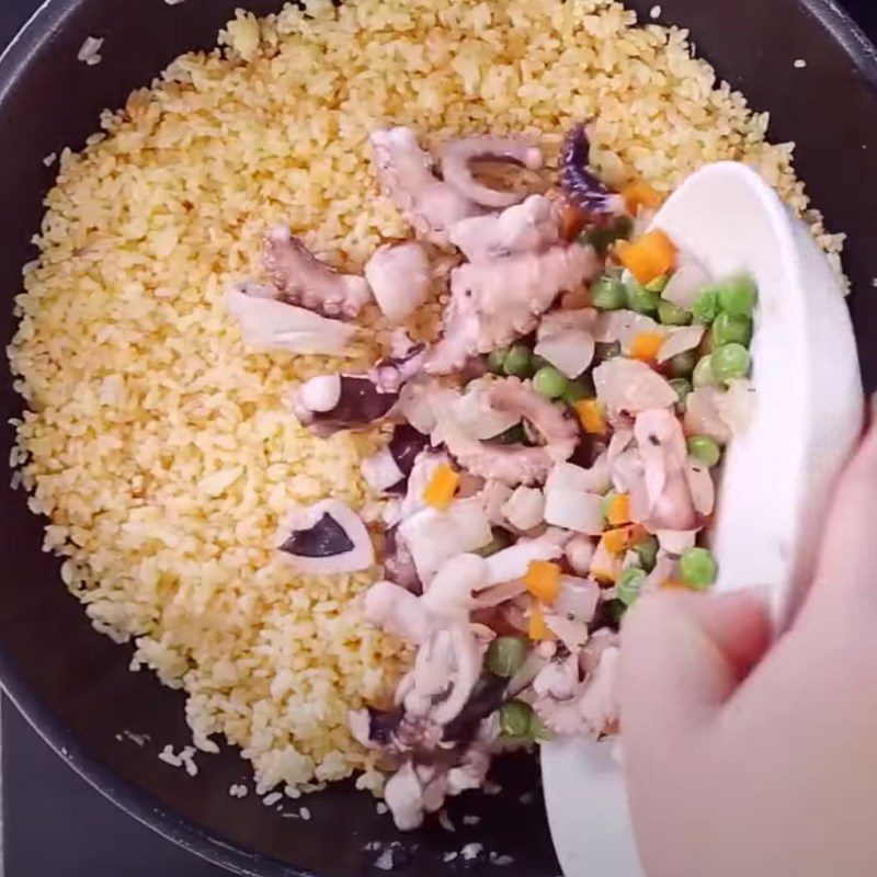 Step 5 Add rice Octopus rice
