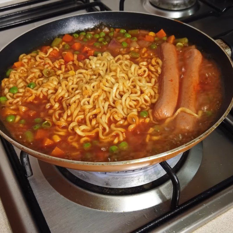 Step 2 Add seasoning Samyang mixed noodles