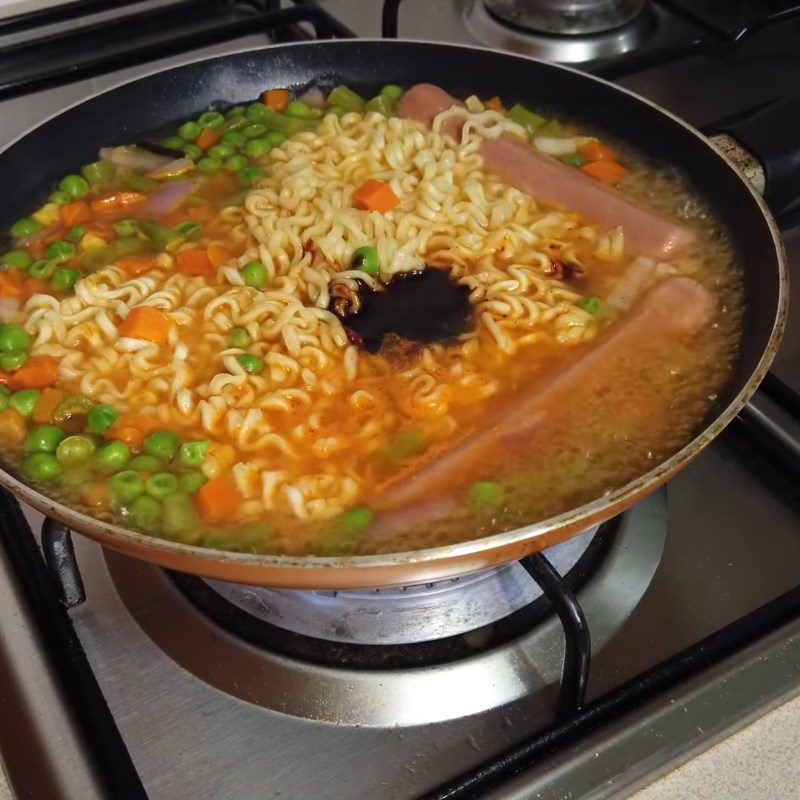 Step 2 Add seasoning Samyang mixed noodles