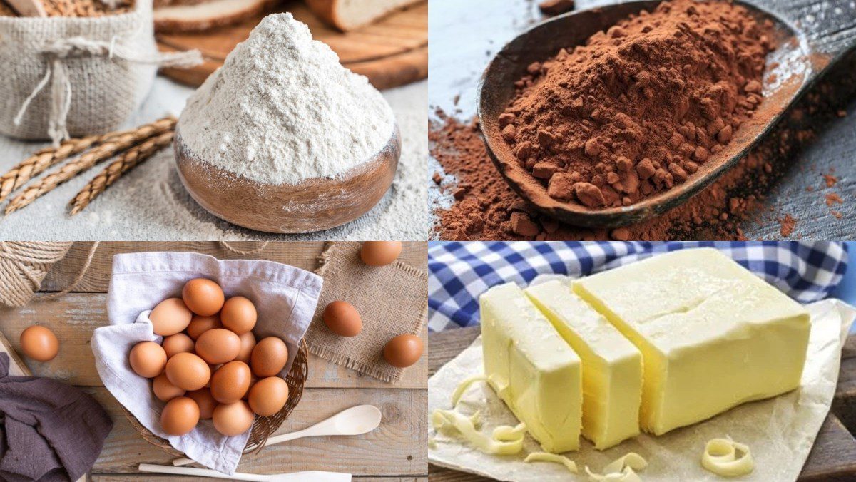 Ingredients for chocolate lava cake using a rice cooker