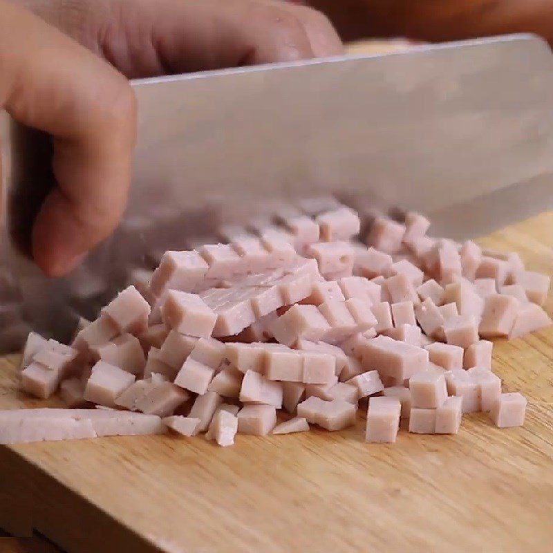 Step 2 Prepare the Chinese sausage and pork pie for Five-color Fried Bánh Chưng (Bánh Tét)