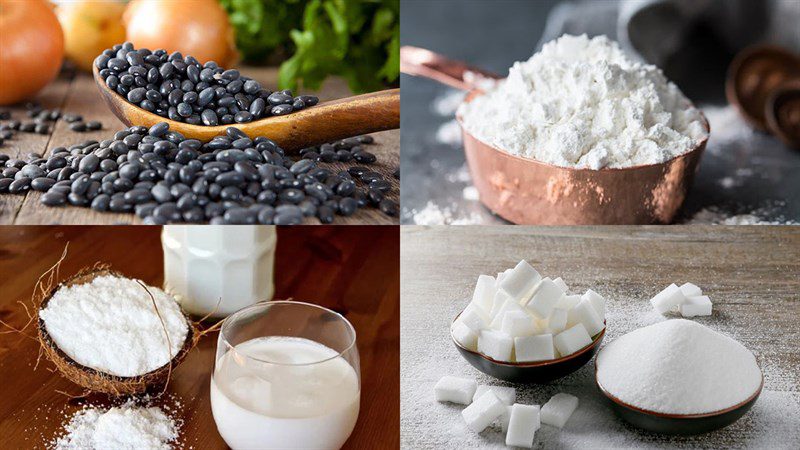 Ingredients for making 3 ways to cook black bean dessert