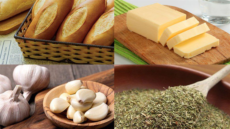 Ingredients for garlic butter bread using an air fryer