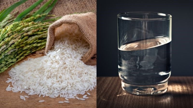 Ingredients for cooking rice with electric pressure cooker