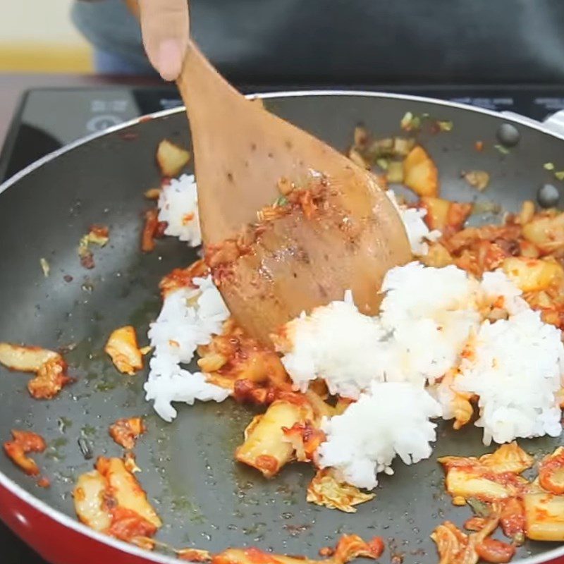 Step 1 Fry the rice Kimchi Fried Rice