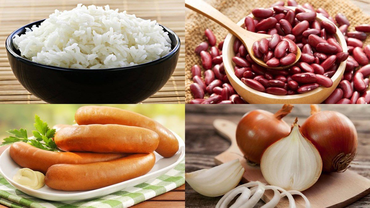 Ingredients for red bean rice dish