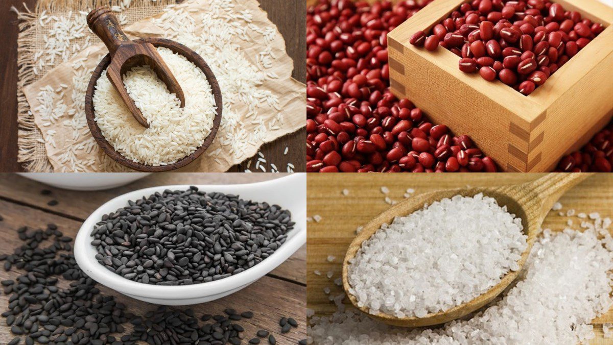 Ingredients for red bean rice dish