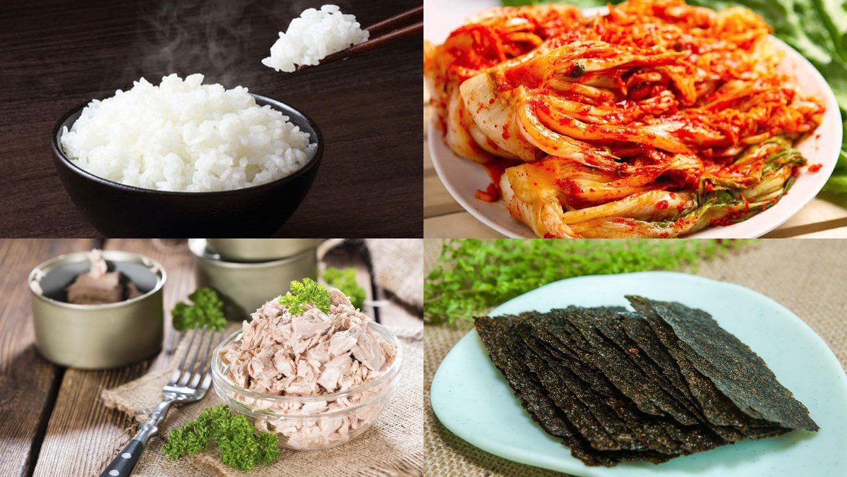 Ingredients for Korean kimchi rice bowl