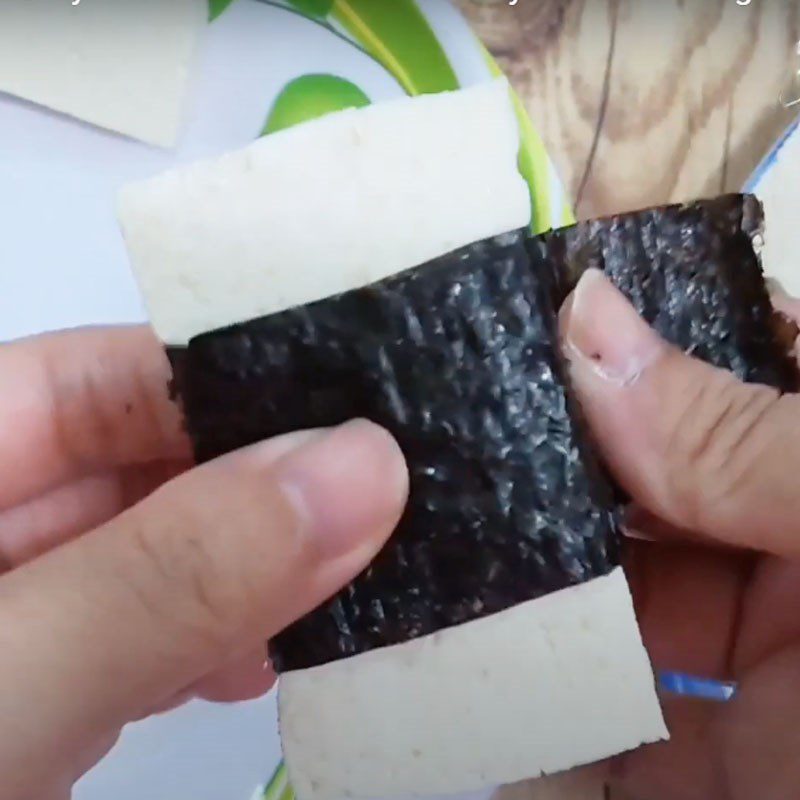 Step 2 Roll the tofu for Fried Tofu Rolls with Teriyaki Sauce