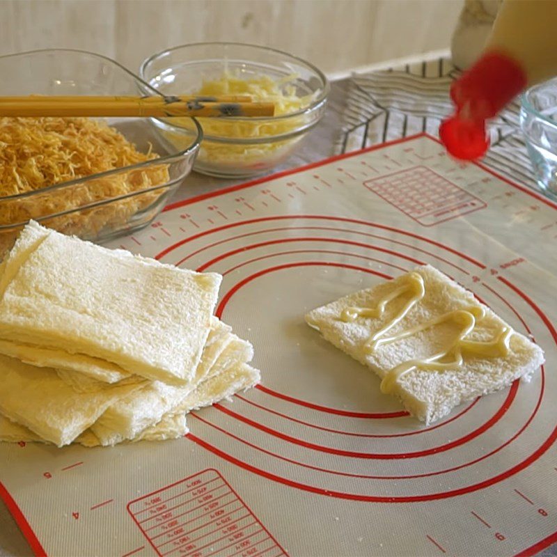 Step 3 Roll the bread Rolled Sandwich with Pork Floss