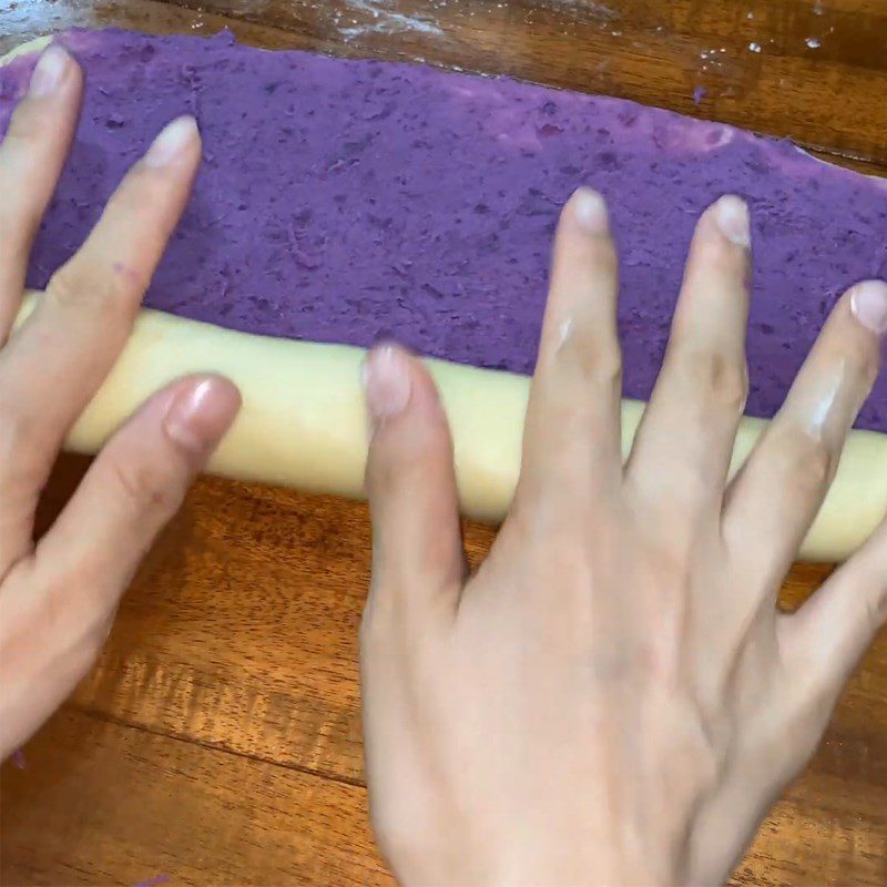 Step 6 Rolling the bread Purple sweet potato milk bread