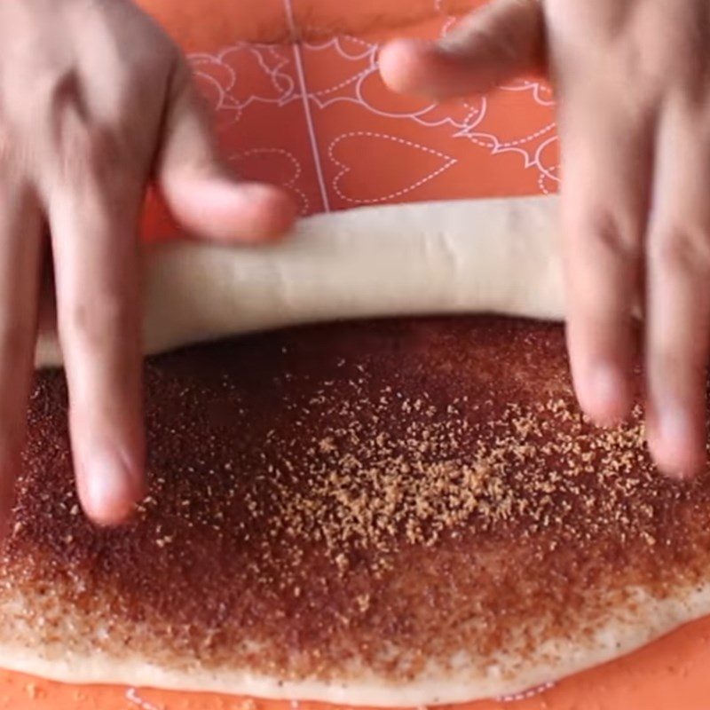 Step 6 Rolling the dough for Cinnamon Roll