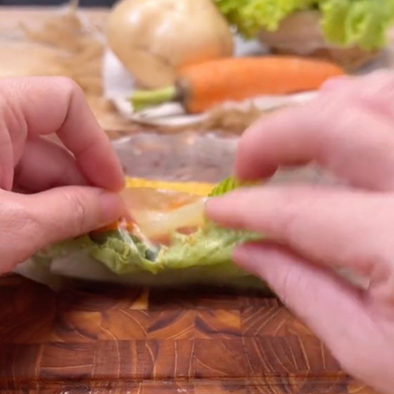 Step 4 Rolling rice paper Vegetarian rice paper (Recipe from the TikTok channel Cooking with TasteVN!)