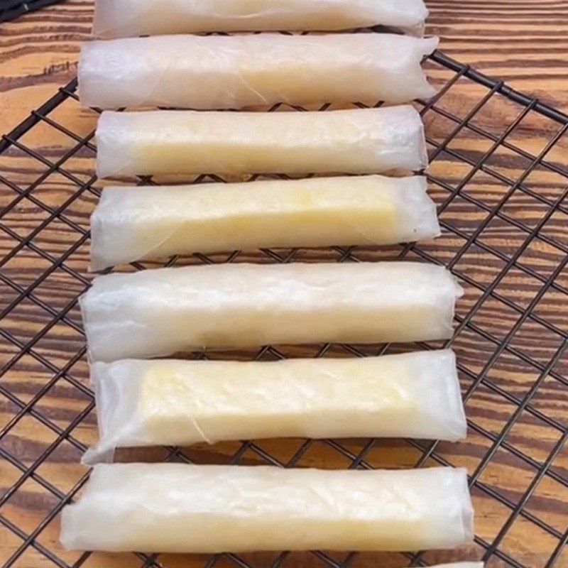 Step 1 Wrap cheese in rice paper Cheese Spring Rolls