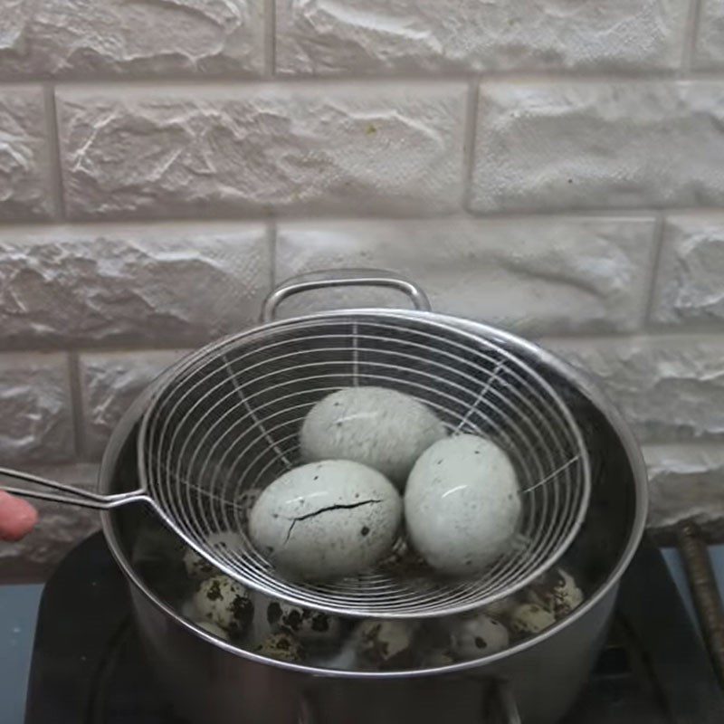 Step 4 Boil eggs Crab mushroom soup