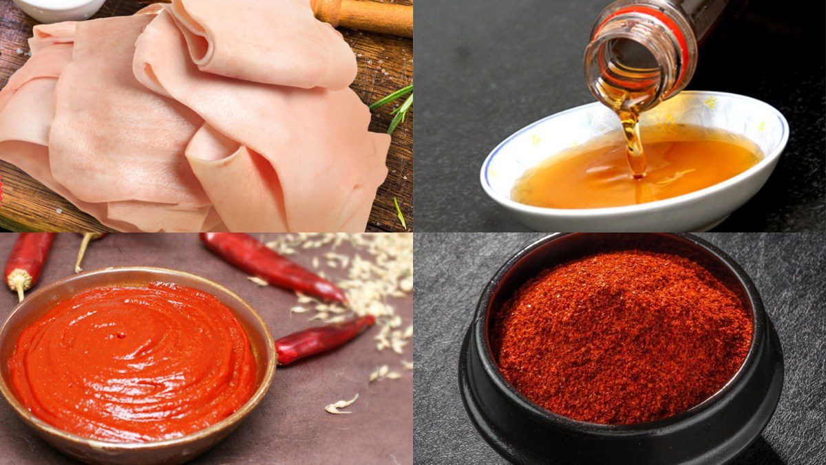 Ingredients for crispy fried pork skin, fish sauce fried pork skin