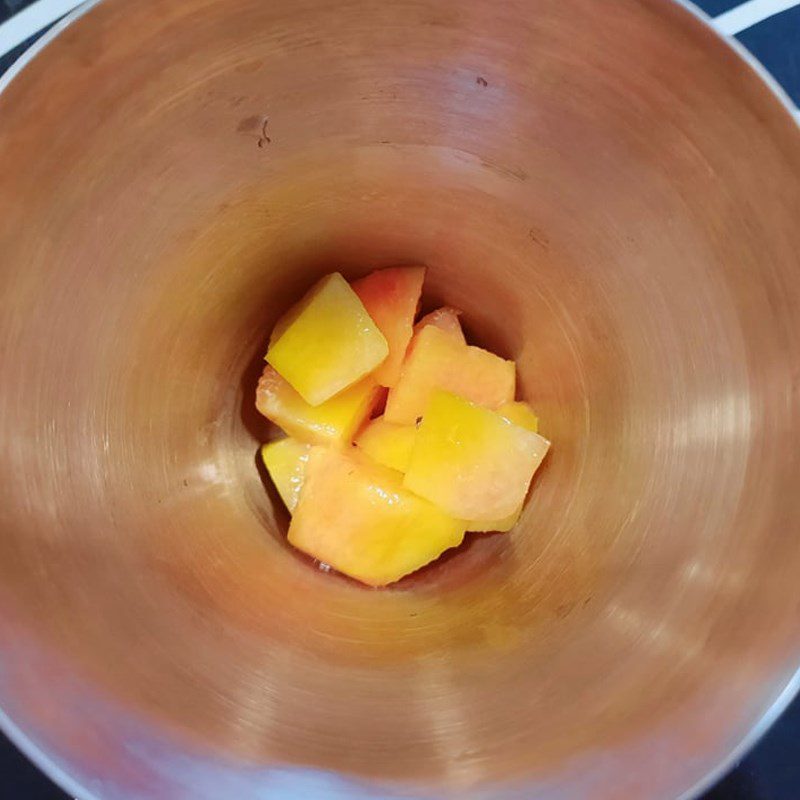 Step 2 Mash the peach for non-alcoholic peach Mojito