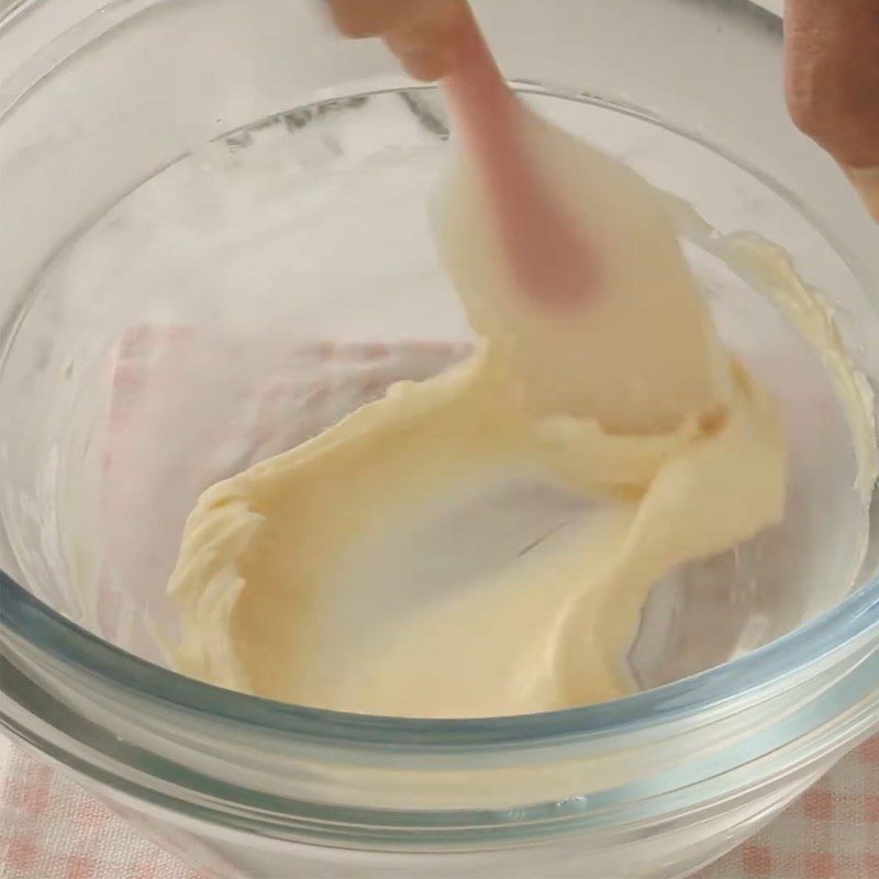 Step 2 Whipping cream cheese for raspberry rose cheesecake