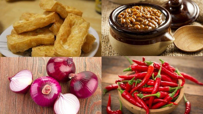 Ingredients for the dish of braised tofu with vegetarian soy sauce