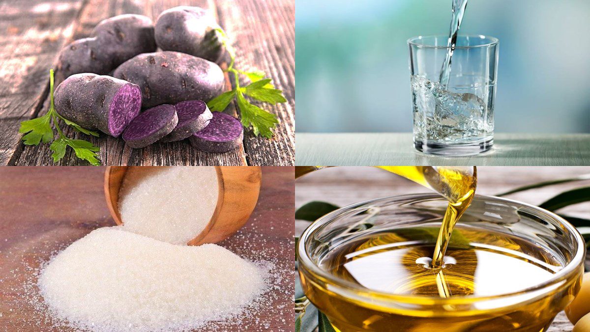 Ingredients for making purple sweet potato tofu