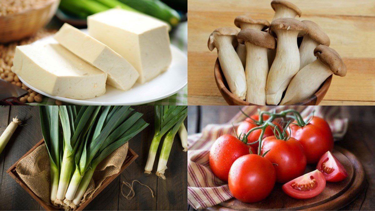 Ingredients for vegetarian Sichuan tofu dish