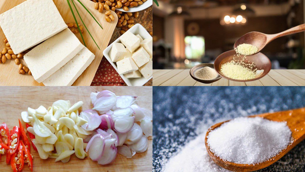 Ingredients for the dish 3 ways to make salted fried tofu