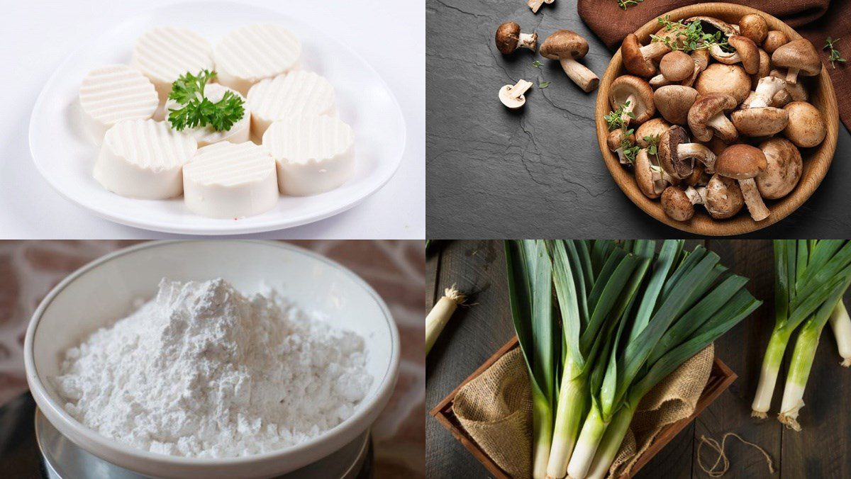 Ingredients for soft tofu with mushroom sauce