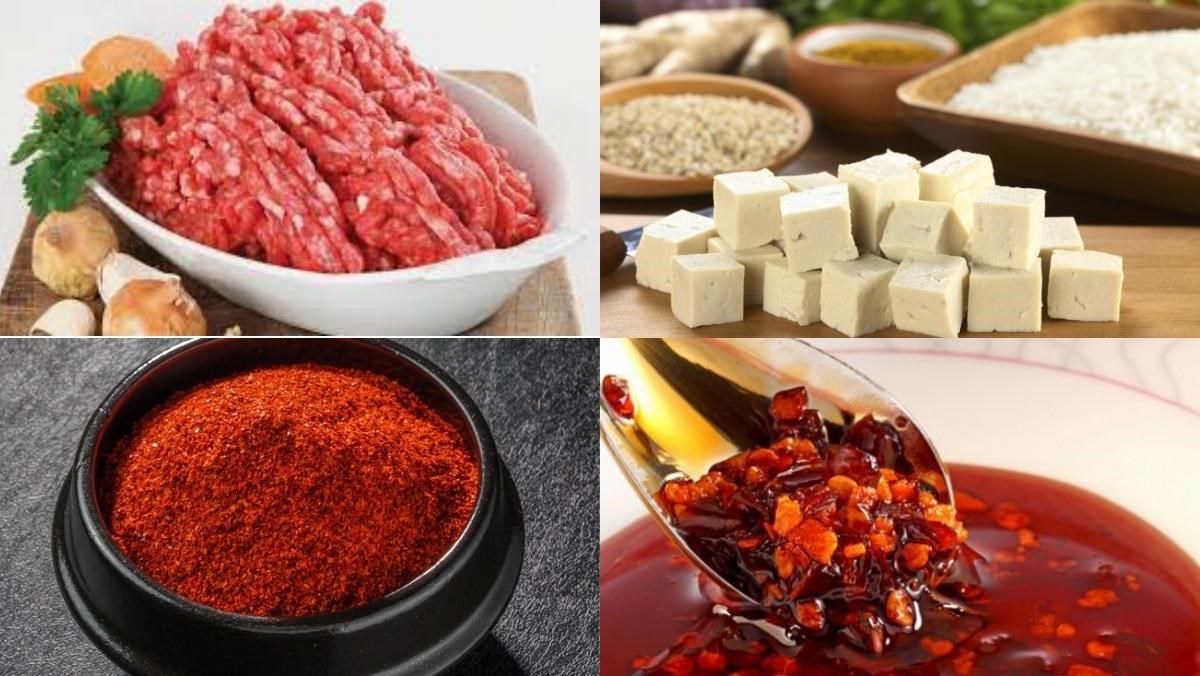 Ingredients for Sichuan tofu dish