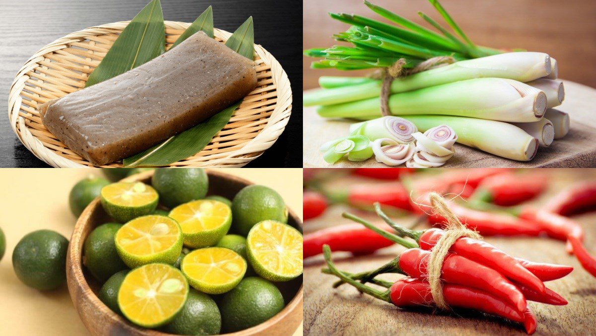 Ingredients for the recipe for lotus seeds soaked in lemongrass and kumquat