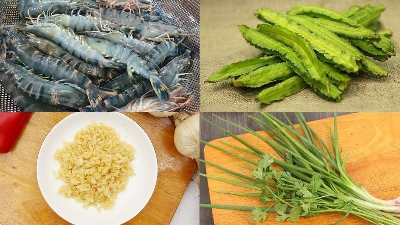 Ingredients for stir-fried winged beans with shrimp