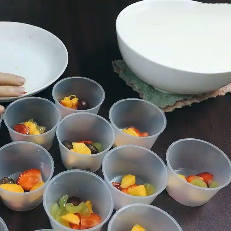Step 7 Poured yogurt jars Fruit yogurt