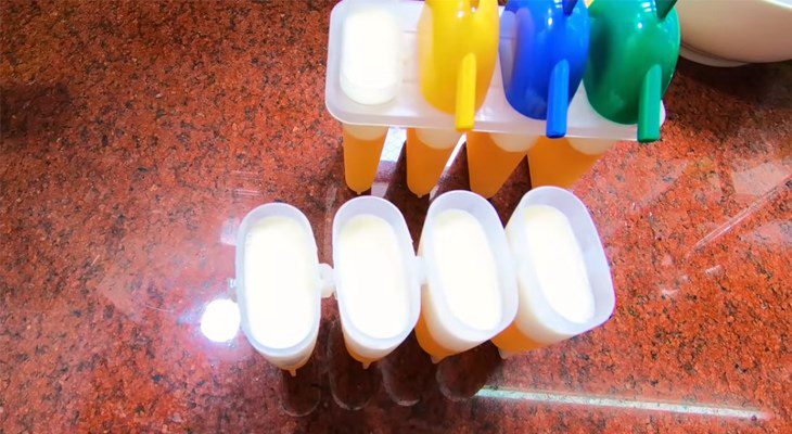 Step 5 Pour into molds How to make yogurt orange ice cream without Whipping cream