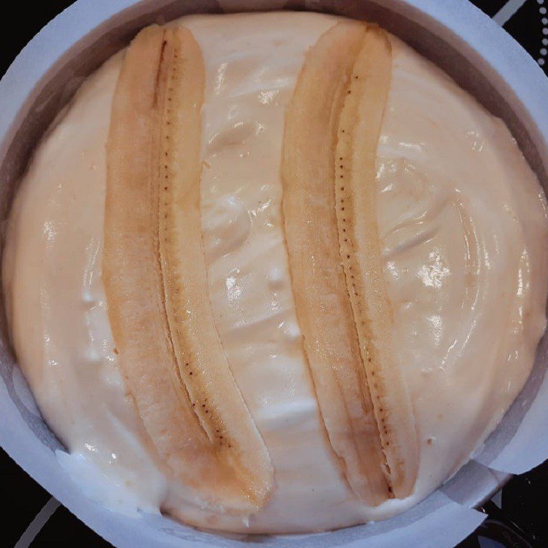 Step 5 Pour the batter and bake the cake Banana coconut milk sponge cake using the oven