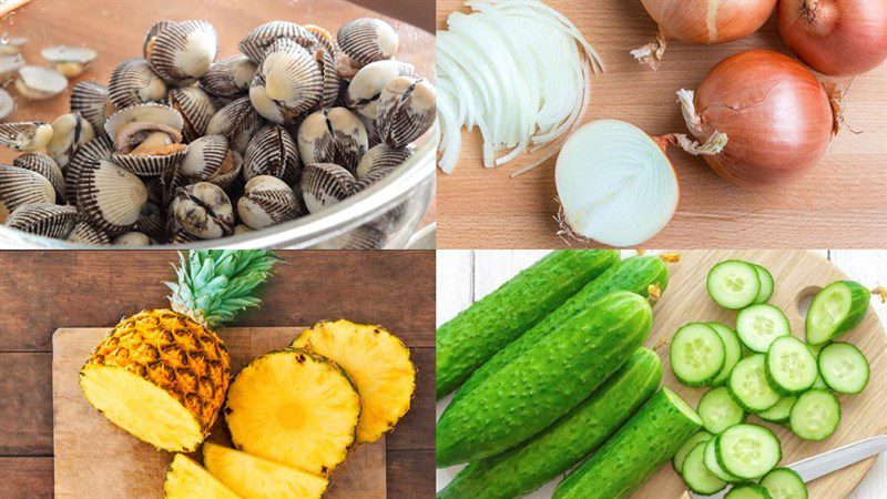 Ingredients for sweet and sour clam stir-fry