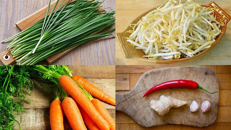 Ingredients for chive bean sprouts dish