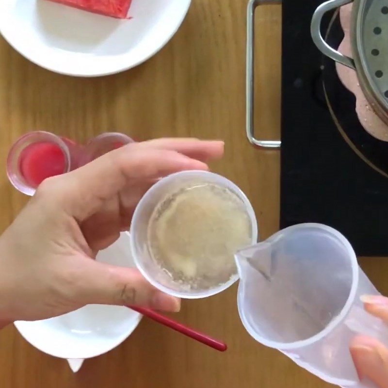 Step 4 Boil gelatin Watermelon pudding