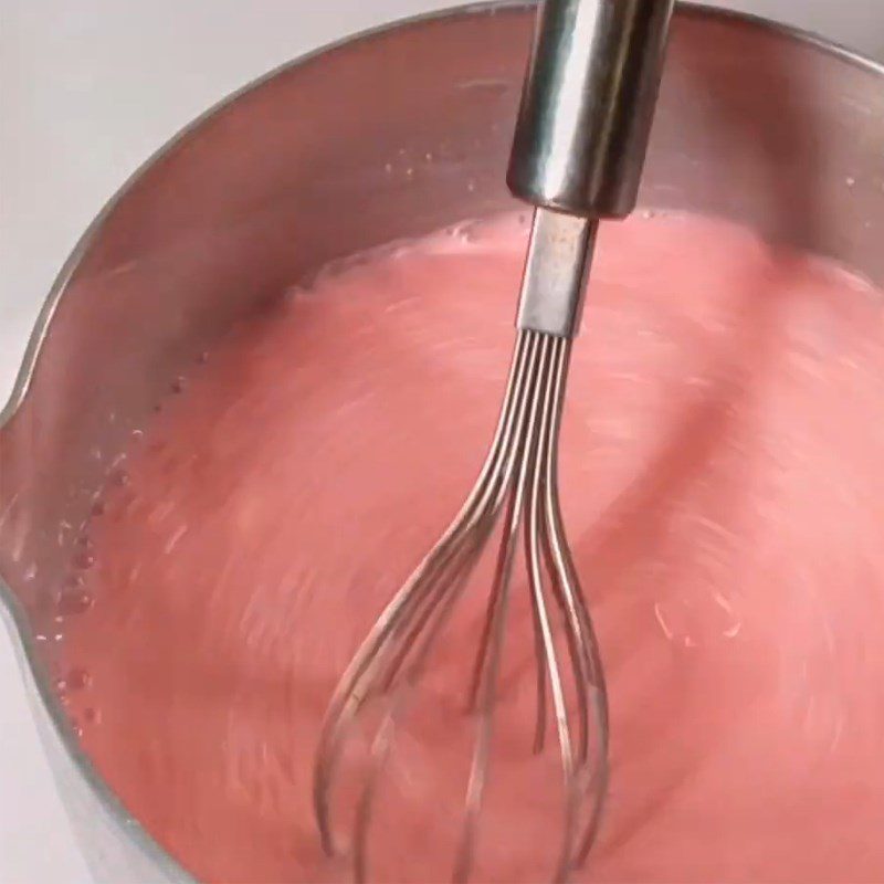 Step 1 Heat the mixture for Rose Mousse