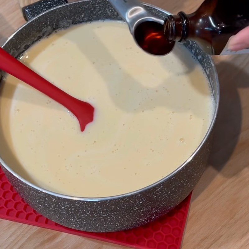 Step 4 Heat the milk mixture Caramel Flan