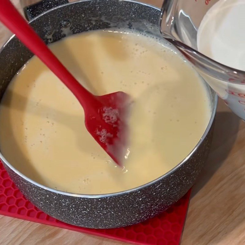 Step 4 Heat the milk mixture Caramel Flan