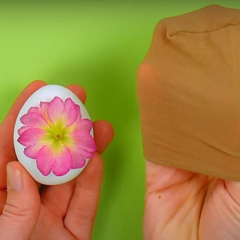 Step 2 Press flowers and leaves for Colorful Egg Decoration with Flowers and Leaves