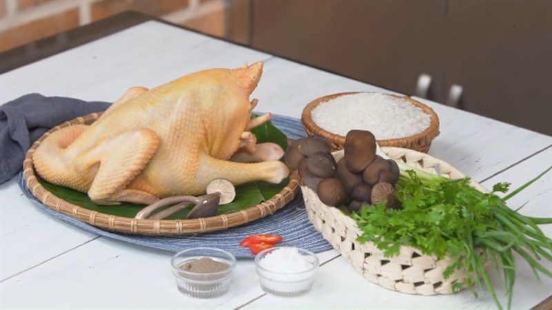 Ingredients for the dish 2 ways to cook chicken mushroom porridge