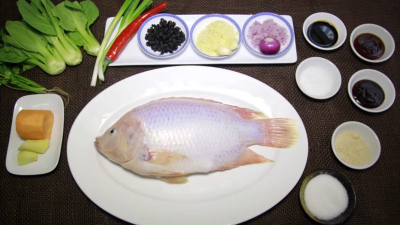 Ingredients for the dish 2 ways to make steamed red tilapia with tàu xì and steamed red tilapia with lemongrass