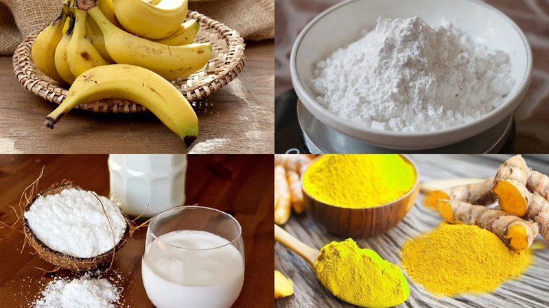 Ingredients for steamed banana cake with coconut milk using a rice cooker, steamed banana cake with coconut milk using a steamer, steamed banana cake with coconut milk using tapioca flour