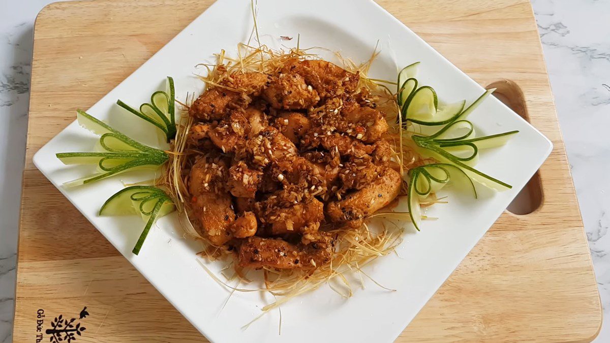 Fried Lemongrass Chili Chicken with Stalks of Lemongrass