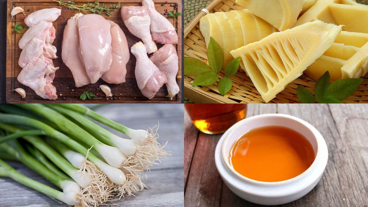 Ingredients for bamboo shoot chicken stew