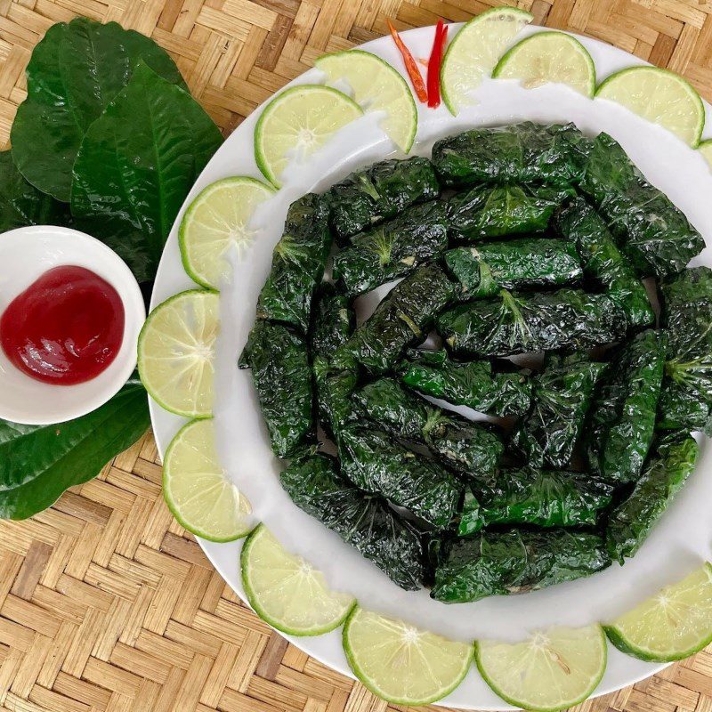 Step 7 Final Product Snail Meat Rolls with Betel Leaves (recipe shared by users)